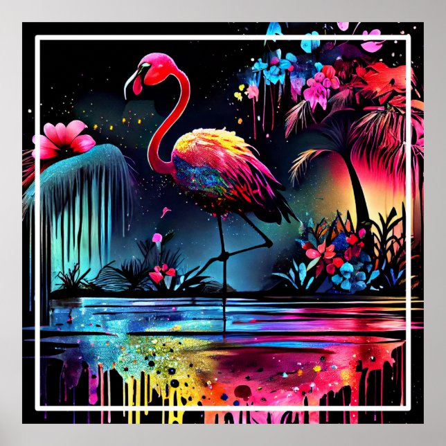 Póster Flamingo en un lago 63852 (Frente)