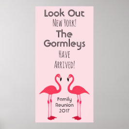 Póster Flamingo Family Reunion Poster Rosa Cute