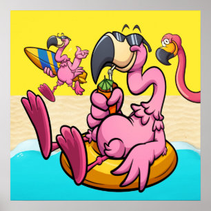 Póster Flamingo feliz