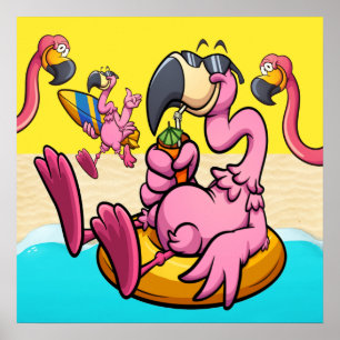 Póster Flamingo feliz