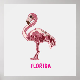 Póster Flamingo gemalter pinker Flamingo 