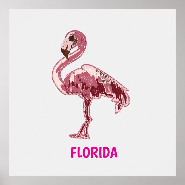 Póster Flamingo gemalter pinker Flamingo  (Frente)