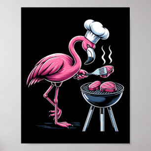 Póster Flamingo Grill Grill Rbecue Bbq Para Hombres Mujer