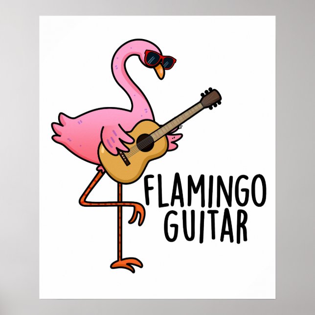 Póster Flamingo Guitar Funny Music Pun (Frente)