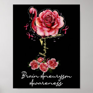 Póster Flamingo Hope Burgundy Ribbon Aneurysm 1
