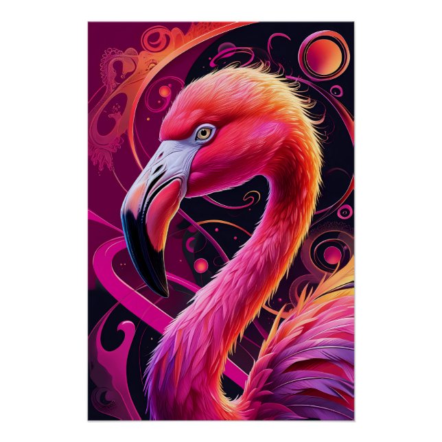 Póster Flamingo Illustration – Fantasie Flamingo (Anverso)