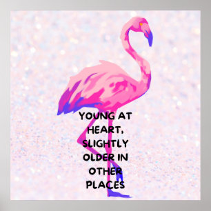Póster Flamingo Joven De Corazón Divertido Cita