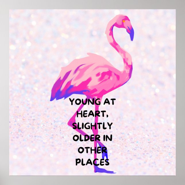 Póster Flamingo Joven De Corazón Divertido Cita (Frente)