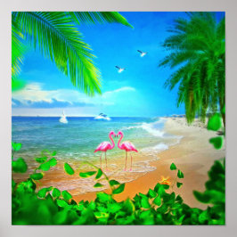 Póster Flamingo Love