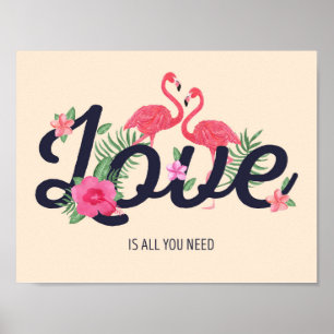 Póster Flamingo Love Poster