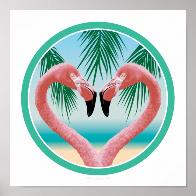 Póster Flamingo Love (Valentine tropical) (Frente)