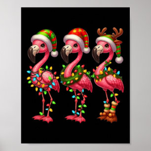 Póster Flamingo Navidades de navidad sarcástica luz flame
