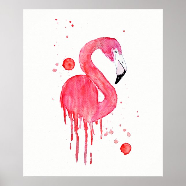 Póster Flamingo rosa acuarela
