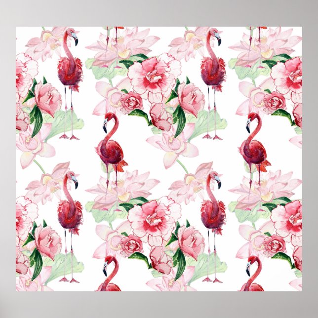 Póster Flamingo rosa: Elegancia de patrón sin foco (Frente)