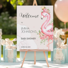 Póster Flamingo rosa Es una bienvenida Chica en Baby Show