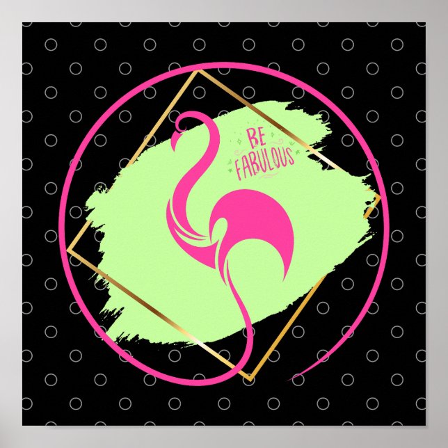 Póster Flamingo Rosa Sea Fabuloso Inspirador (Frente)