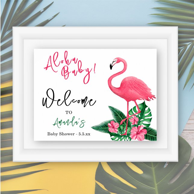 Póster Flamingo rosa tropical Aloha Baby Shower - Bienven (Subido por el creador)