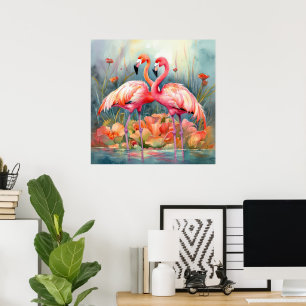 Póster Flamingo rosado de playa suave