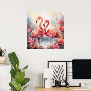 Póster Flamingo rosado de playa suave