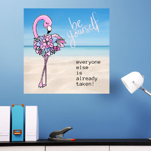 Póster Flamingo Sé Tú Mismo Cita Inspiradora
