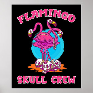 Póster Flamingo Skull Crew Halloween Flamingo Lovers