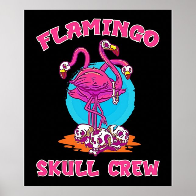 Póster Flamingo Skull Crew Halloween | Flamingo Lovers (Frente)