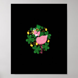 Póster Flamingo St Patrick Day Fun Pink Bird Lover Gift1