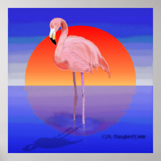 Póster Flamingo Sunset