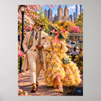 Póster Flamingo & Tiger in New York – Spring in Central P
