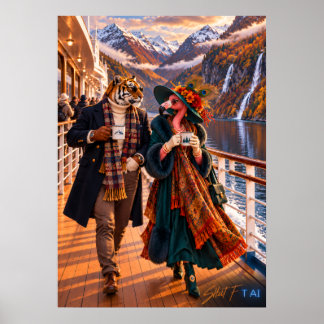 Póster Flamingo & Tiger in Norway — Autumn Fjord Cruise P