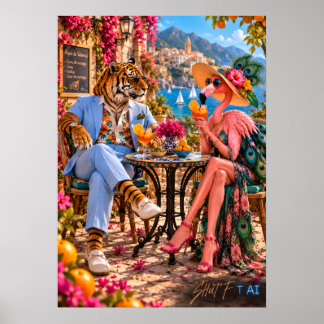 Póster Flamingo & Tiger in Valencia — Mediterranean Summe