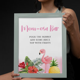 Póster Flamingo Tropical Pink Mom-osa Bar Baby Shower