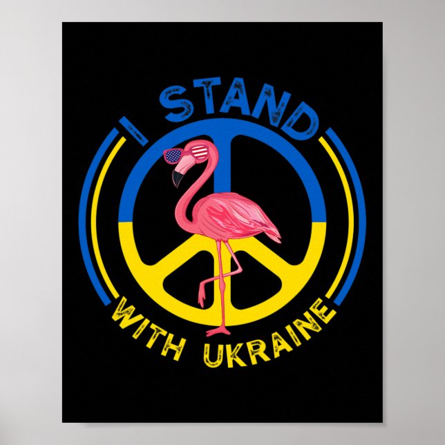Póster Flamingo Ukraine I Stand With Ukraine Flag Support (Frente)