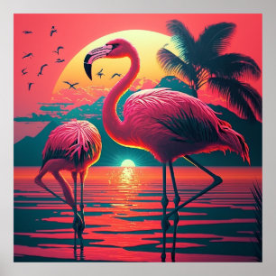 Póster Flamingo Wall Art, Digital Wall Art Print