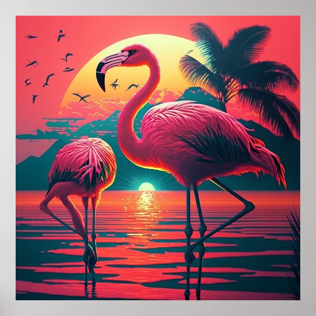 Póster Flamingo Wall Art, Digital Wall Art Print (Frente)