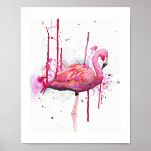 Póster flamingo watercolor