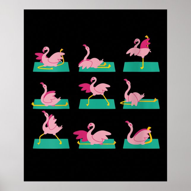 Póster Flamingo Yoga Poses Ejercicio de Meditación (Frente)