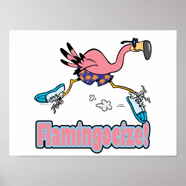 Póster flamingocize jogging flamingo cartoon (Frente)