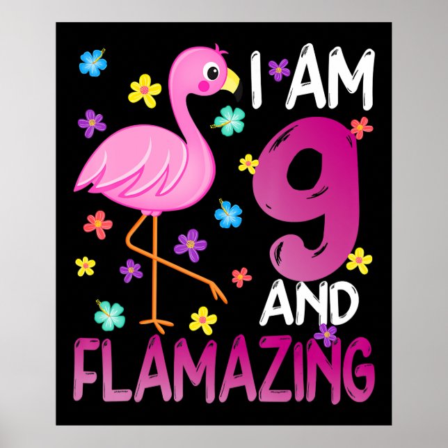 Póster Flamingoo | Soy 9 Flamante e Increíble Cumpleaños  (Frente)