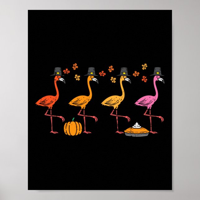 Póster Flamingos Flamingos Gracioso Caída Ave Otoño (Frente)