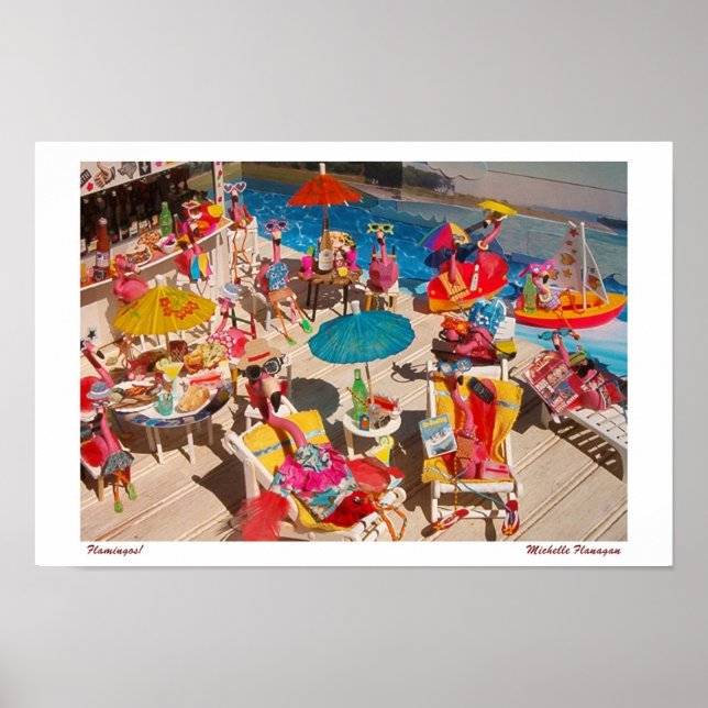 Póster 'Flamingos!' para impresión/Poster (sin borde) (Frente)