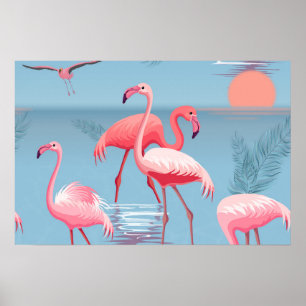 Póster Flamingos Patrón 1