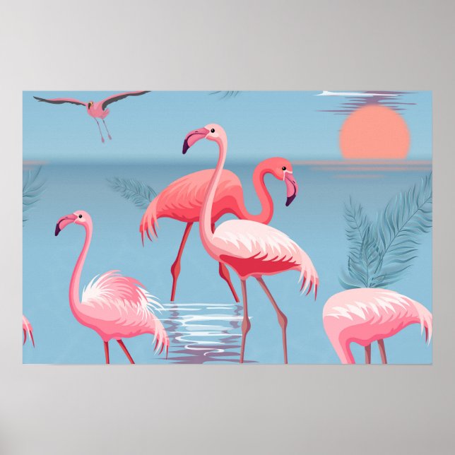 Póster Flamingos Patrón 1 (Frente)