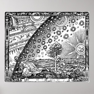Póster Flammarion grabando el sol y las estrellas