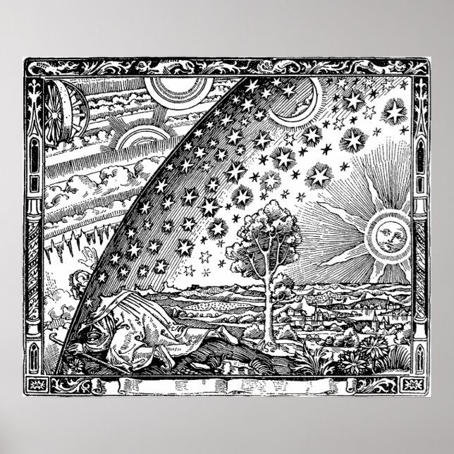Póster Flammarion grabando el sol y las estrellas (Frente)