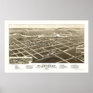 Póster Flandreau, mapa panorámico del SD - 1883