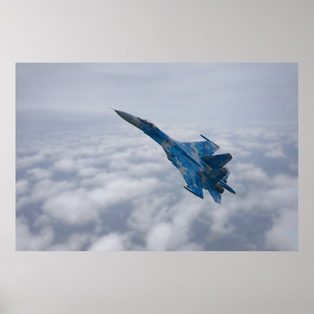 Póster Flanker SU-27 Sobre Las Nubes (Frente)