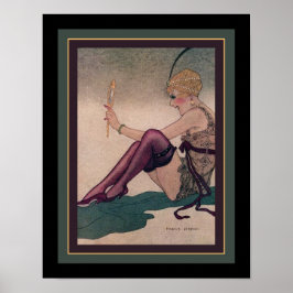 Póster Flapper Art Déco de los años 1920 con espejo