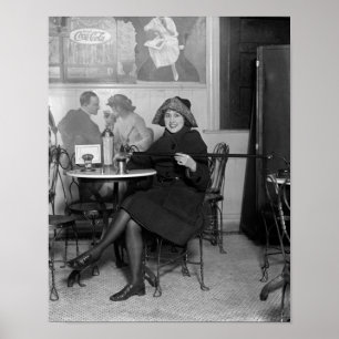 Póster Flapper con alcohol oculto - Prohibición - 1920