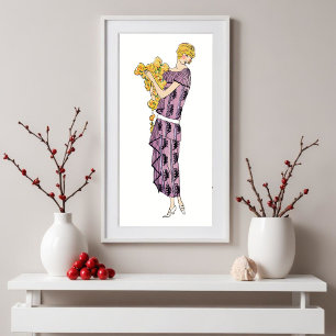 Póster Flapper con flor,